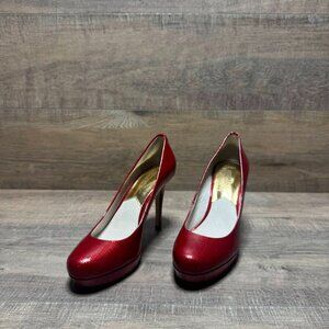 Michael Kors Ionna Ruby Red Leather Platform Pump Women's Size 8